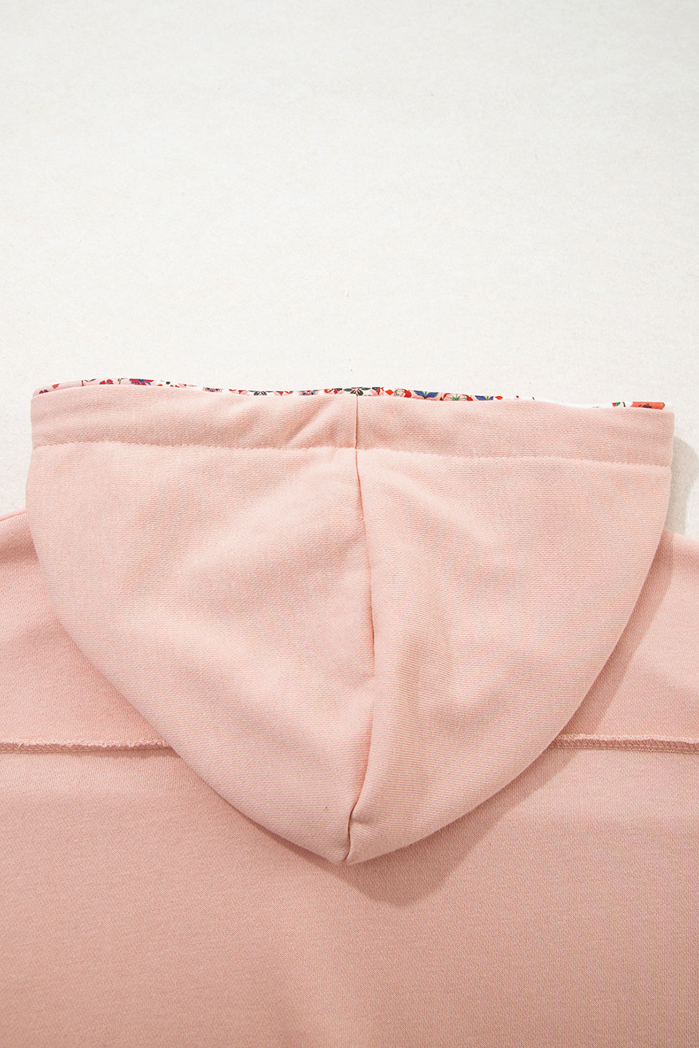 Flamingo Mix Floral Patchwork Side Slit Drawstring Hoodie
