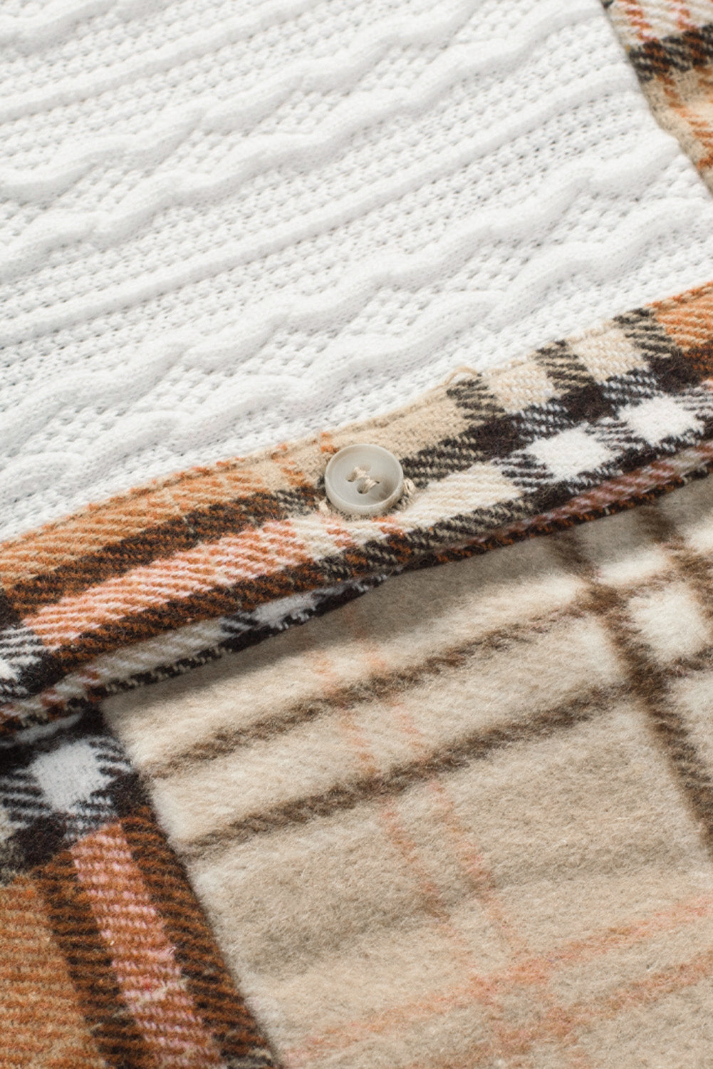 Orange Plaid Color Block Patchwork Shirt Jacket with Pocket - Final Sale
