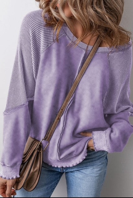 Purple Exposed Hem Sweatshirt - Final Sale