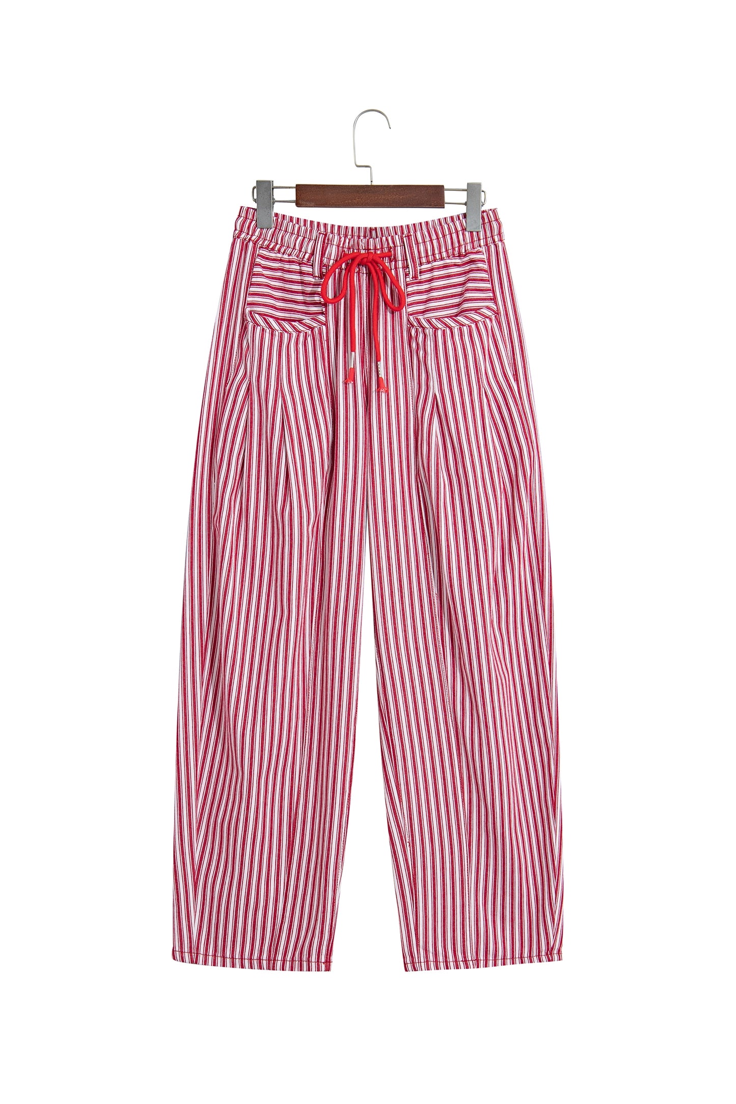 Red Stripe Drawstring Casual Loose Pants