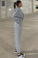 Gray Solid Drop Shoulder Hoodie and Joggers Activewear Set