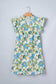 Beige Floral Print V Neck Triple Ruffle Short Sleeve Shift Mini Dress