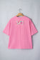 Bright Pink Floral Patched Raw Seam Big Flower Oversize Tee