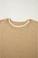 Tan Leopard Bow Decor Split Cuff Contrast Trim Sweater