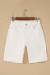 White Solid Color Rolled Cuffs Denim Bermuda Shorts