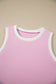 Pink Colorblock Trim Cropped Tank Elastic Waist Shift Pants 2pcs Set