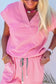 Mint Green Solid Color V Neck Tee Drawstring Pant Set
