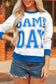 Oatmeal GAME DAY Letter Graphic Varsity Striped Detail Baggy Sweatshirt
