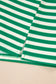 Green Stripe Puff Short Sleeve Patchwork V Neck Blouse