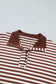 Brown Stripe Color Block Trim Raw Seam Split Hem Loose Pullover Sweatshirt