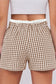 Sky Blue Contrast Trim Plaid Print Plus Size Shorts