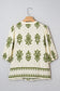 Apricot Floral Print Tie V Neck Button Down Puffy Half Sleeve Shirt