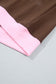 Coffee Colorblock Trim Crewneck Long Sleeve Pullover Sweatshirt