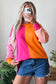 Light Blue Colorblock Gingham Sleeve Crewneck Sweatshirt
