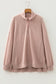 Oatmeal Twist Ribbed Zipper Collar Drop Shoulder Long Sleeve Top