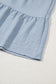 Beau Blue Shirt Collar Button Up Short Puff Sleeve Tiered Shift Dress