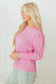 Rose Stripe Textured Knit Round Neck Long Sleeve Top