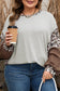 Gray Plus Size Leopard Color Block Patchwork Dolman Sweatshirt