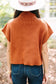 Dark Blue Patch Pocket Ribbed Knit Short Sleeve Sweater