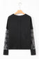 Black Solid Color Bow Textured Patchwork Long Sleeve Tee