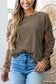 Black Stripe Thermal Knit Drop Shoulder Casual Top