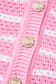 Pink Stripe V Neck Gold Buttons Elegant Sweater Vest