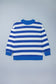 Orange Stripe Ribbed Trim Stand Neck Dropped Shoulder Plus Size Sweatshirt