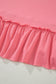 Peach Blossom Solid Color Raw Seam Detail Ruffle Hem Plus Size T Shirt