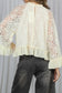 White Sheer Lace Long Sleeve Ruffle Trim Loose Blouse