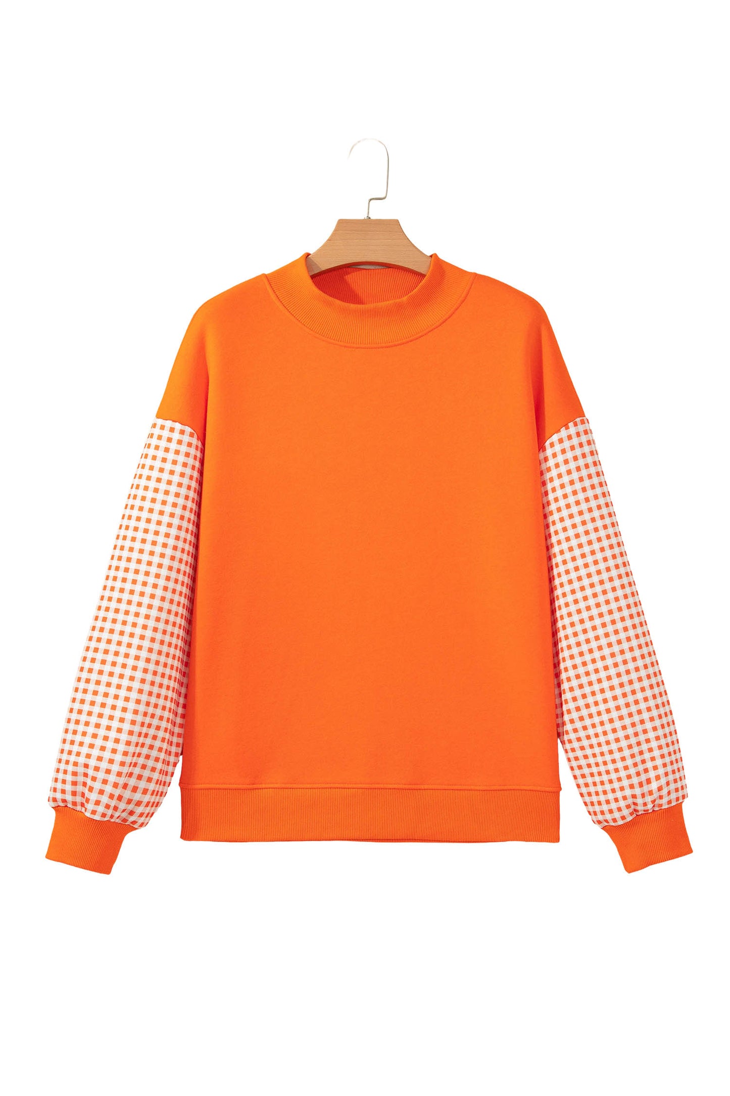 Black Plaid Sleeve Colorblock Loose Tunic Sweatshirt
