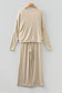 Jet Stream 3D Ribbed V Neck Pullover Drawstring Pants 2 Piece Lounge Set