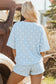 Black Exposed Seam Detail Polka Dot Loose Tee Drawstring Shorts Set