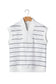 White Stripe Color Block Zip V Neck Sleeveless Top