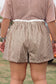 Sky Blue Contrast Trim Plaid Print Plus Size Shorts