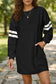 Sky Blue Varsity Contrast Banded Sleeve Shift Sweatshirt Dress
