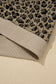 Beige Ribbed Patchwork Collar Cuffed Sleeve Leopard Plus Top