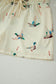Beige Mallard Duck Print Oversized Tee Drawstring Short Set