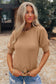 Light French Beige Solid Color Knit Short Puff Sleeve Sweater