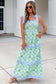 Pink Geometric Floral Print Striped Patchwork Detail Sleeveless Dress