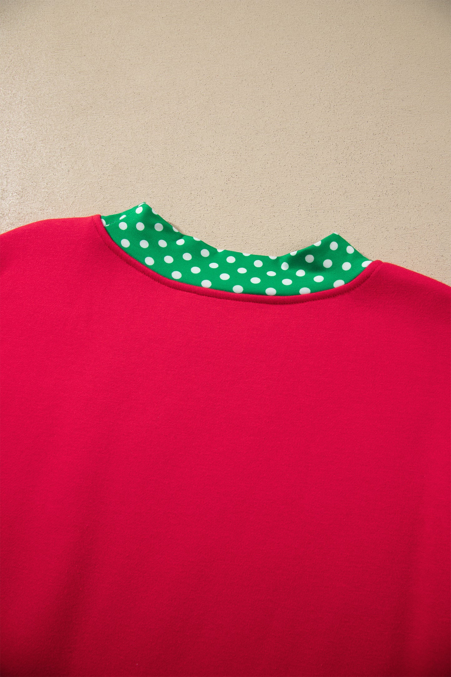 Brown Colorblock Polka Dot Contrast Trim Oversized Sweatshirt