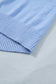 Beau Blue Solid Color Ribbed Trim Round Neck Ruffle Short Sleeve Sweater