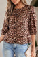 Brown Leopard Bow Tie Puff Sleeve Blouse