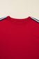 Fiery Red Contrast Striped Detail Varsity Sweatshirt