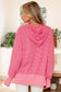 Rose Stripe Thumbhole Side Slits Drop Shoulder Loose Fit Hoodie