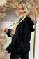 Jet Stream Leopard Contrast Drawstring Hood Drop Shoulder Loose Top