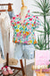 Sky Blue Floral Print Split Neck Button Front Flutter Sleeve Blouse