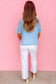 Beau Blue Sheer Floral Lace Boxy Tee