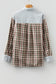 Brown Plaid Print Striped Patchwork Single Chest Pocket Buttoned Shirt