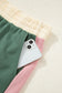 Rose Red 2pcs Color Block Pullover Loose Pant Set