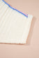 White Striped V Neck Dolman Sleeve Rib Knit Oversized Sweater with Slits